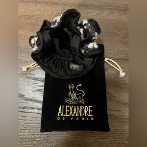 Alexandre de Paris Black and White Hair Scrunchie